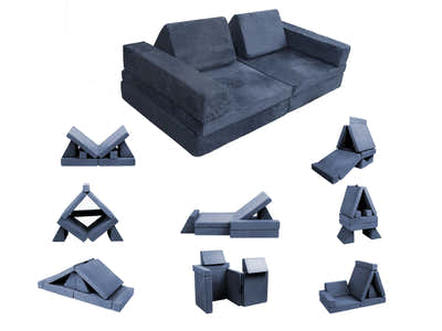 6-PC Modular Kids Play Couch Set - Grey