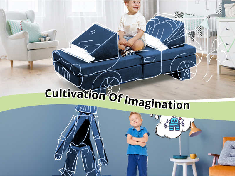 6-PC Modular Kids Play Couch Set - Grey