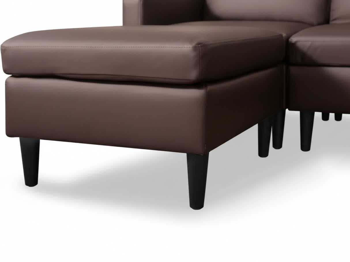 Moser PU Leather Sofa With Ottoman - Brown