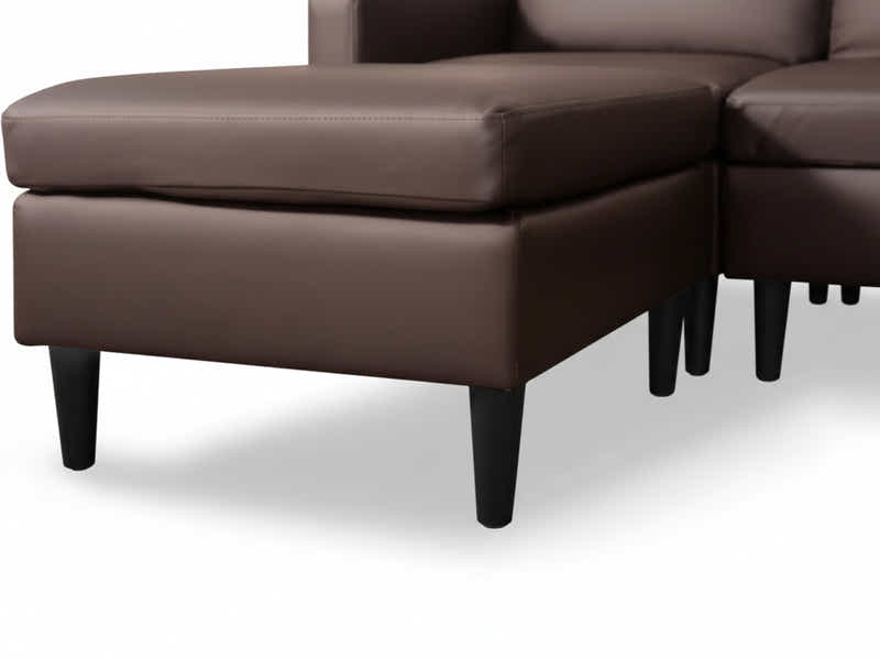 Moser PU Leather Sofa With Ottoman - Brown