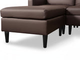 Moser PU Leather Sofa With Ottoman - Brown