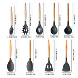 DS BS 9 Piece Wood and Silicone Kitchen Utensil Set