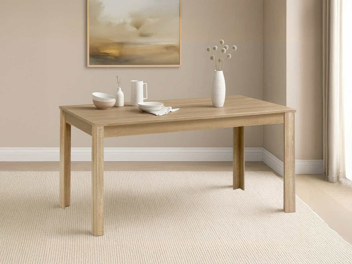 Skog Wooden Dining Table - 160 cm & Walnut Bonded Leather Dining Chair x6