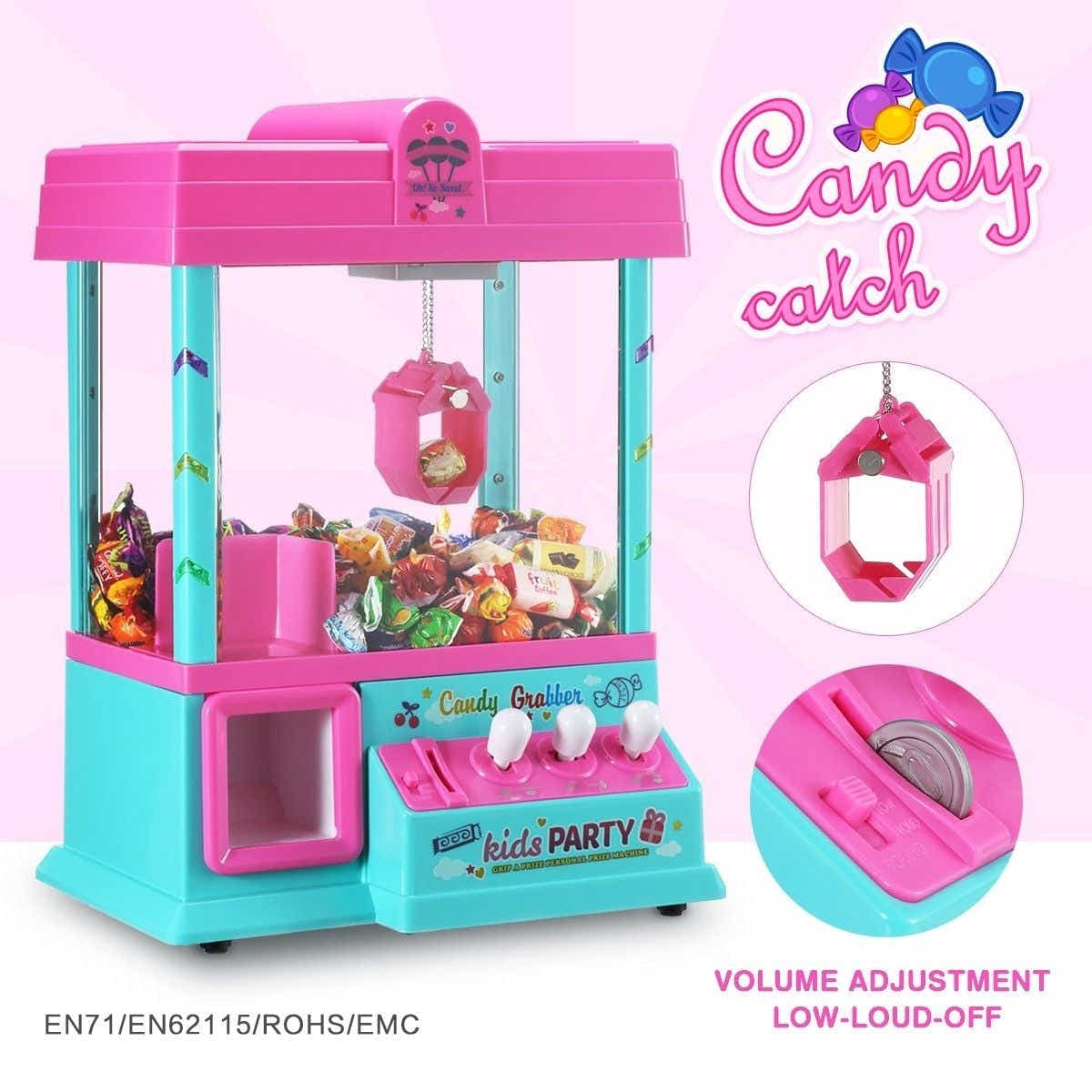 DS BD Toy Claw Machine Candy Catch Grabber Game with Lights Music 24 Coins