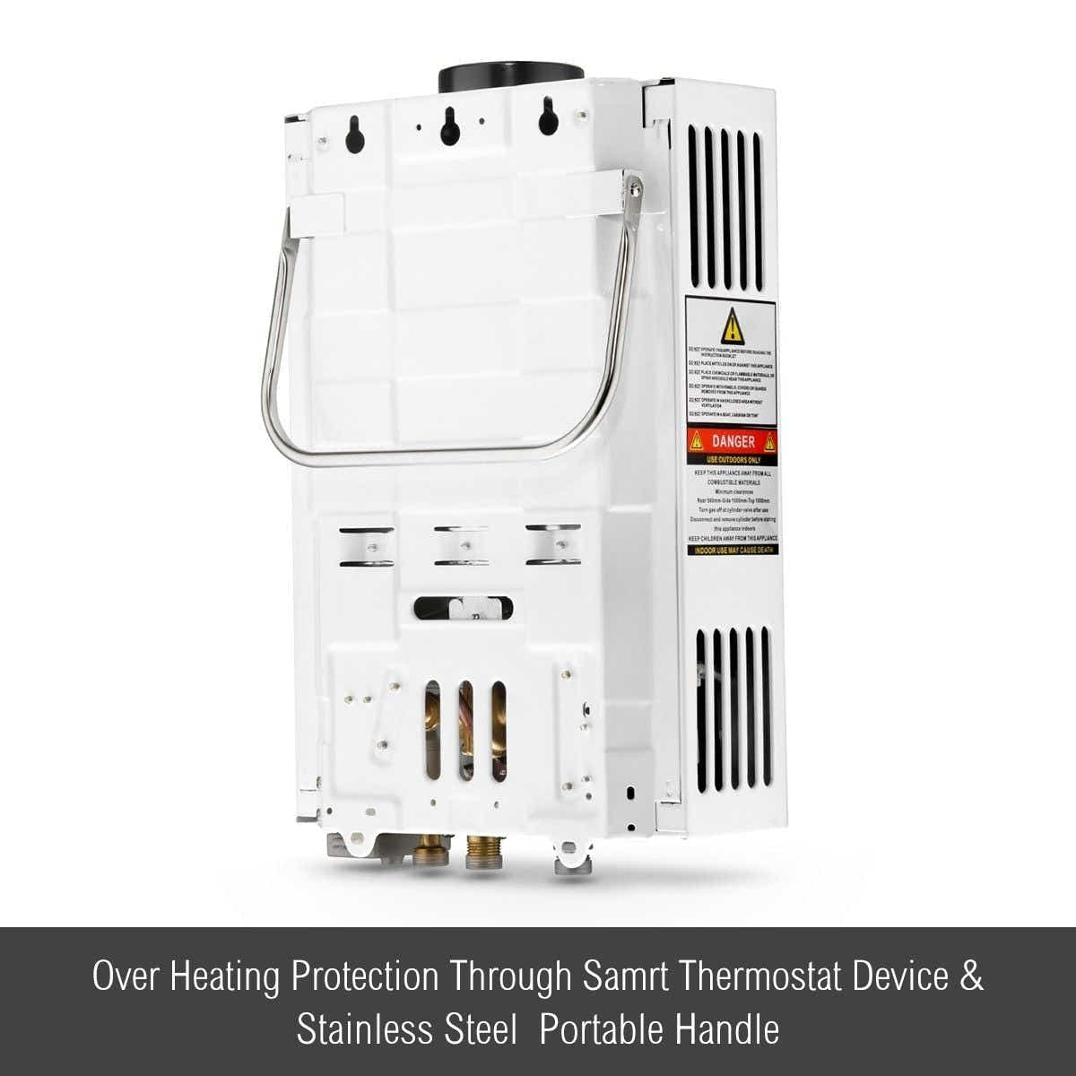 DS BD MAXKON 10 in 1 550L/Hr Portable Gas LPG Instant Shower Heater White