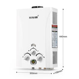 DS BD MAXKON 10 in 1 550L/Hr Portable Gas LPG Instant Shower Heater White