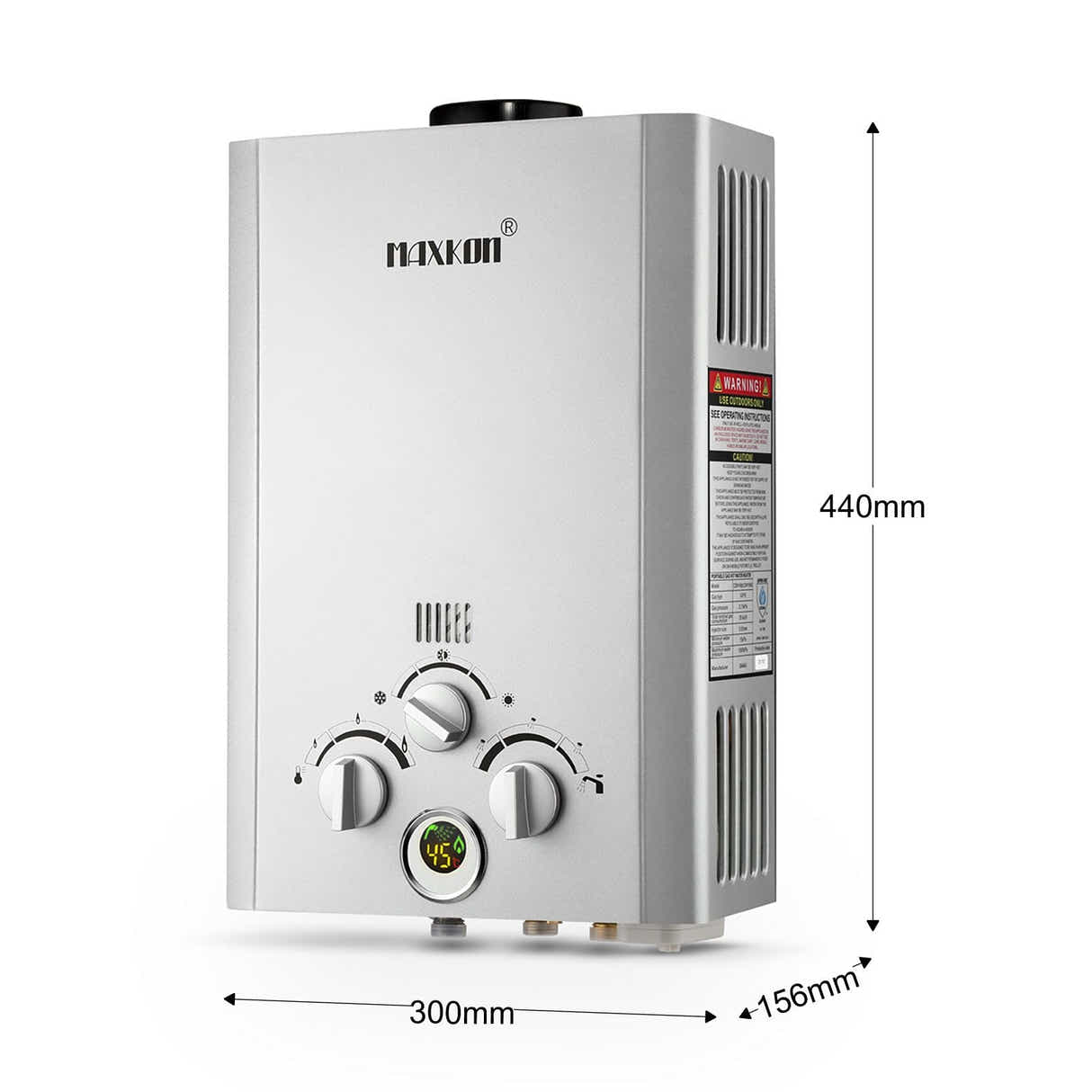 DS BD MAXKON 520L/Hr Portable Outdoor Gas LPG Instant Shower Water Heater Silver