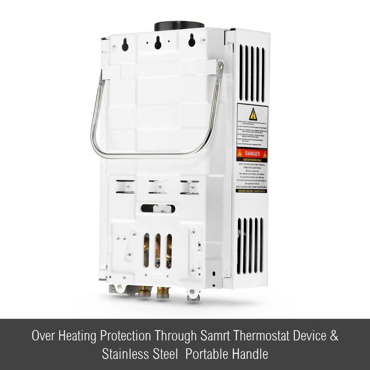 DS BD MAXKON 8 in 1 520L/Hr Portable Gas Instant Shower Water Heater White