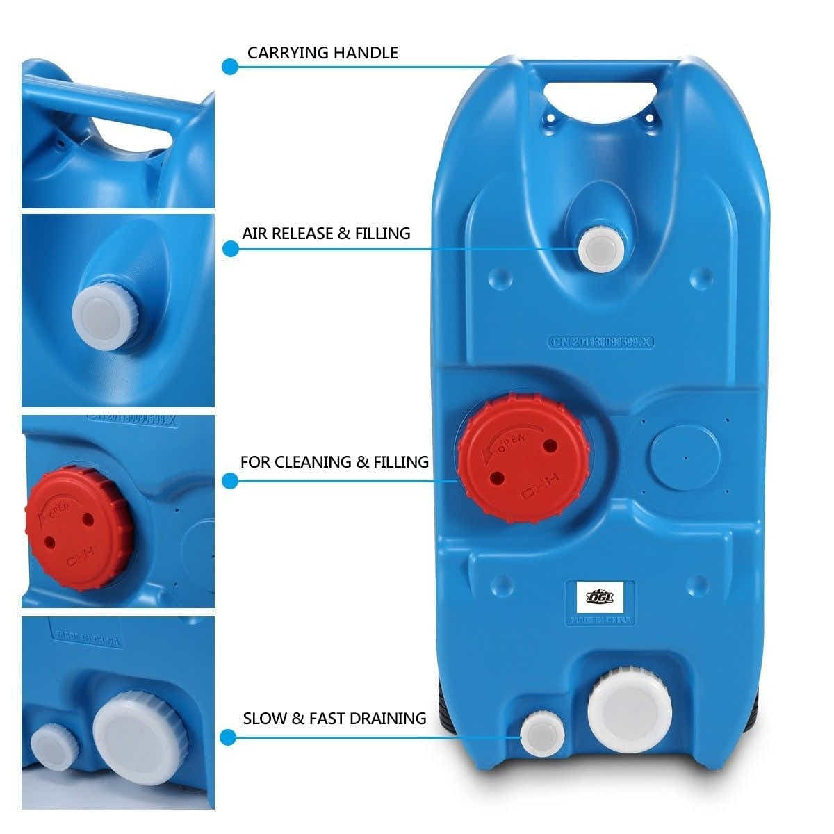 DS BD 40L Wheel Water Tank Portable Caravan Camping Motorhome Container Blue