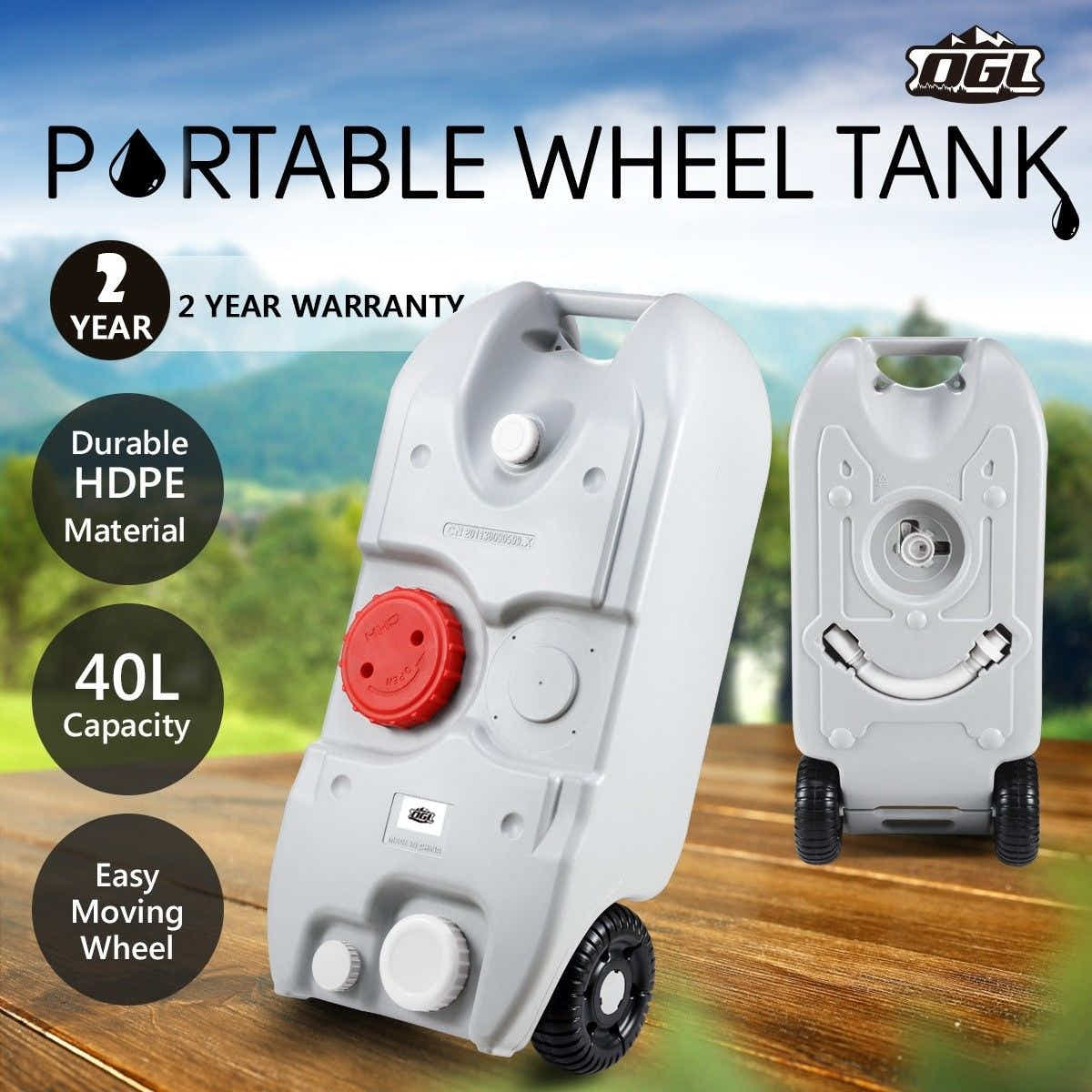 DS BD 40L Wheel Water Tank Portable Caravan Camping Motorhome Container Grey