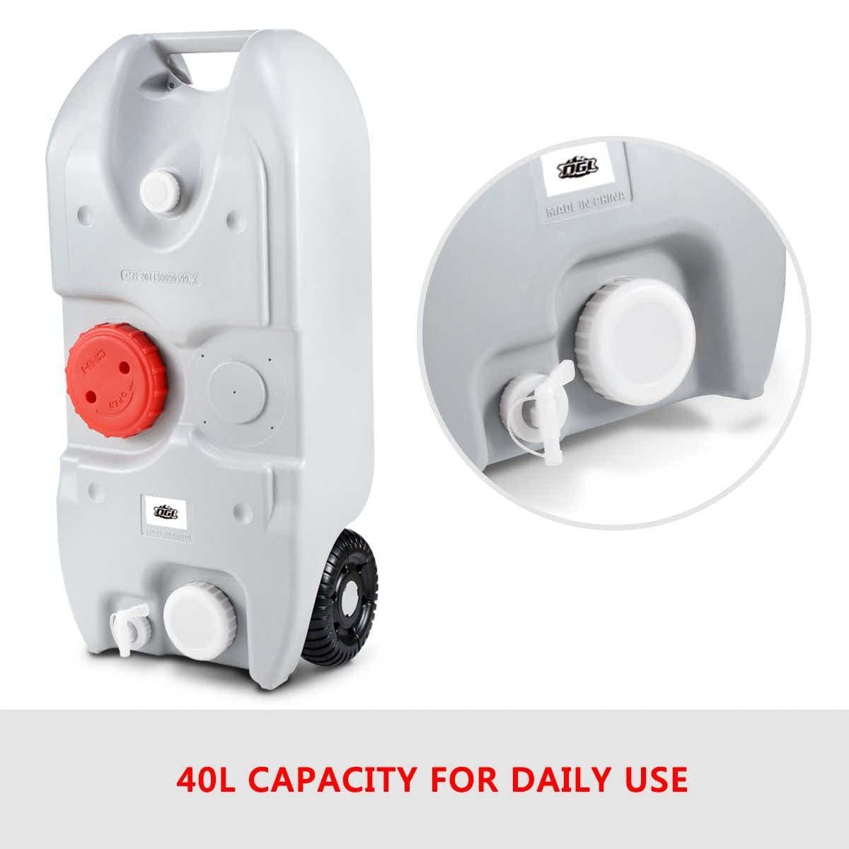 DS BD 40L Wheel Water Tank Portable Caravan Camping Motorhome Container Grey