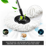 DS BD 360 Degree Spin Rotating Mop Bucket Set w/ Wheels and 4 Microfiber Heads