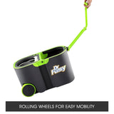 DS BD 360 Degree Spin Rotating Mop Bucket Set w/ Wheels and 4 Microfiber Heads