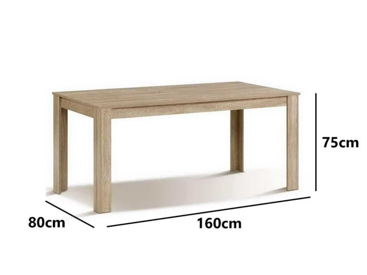 Skog Wooden Dining Table - 160 cm & Walnut Bonded Leather Dining Chair x6