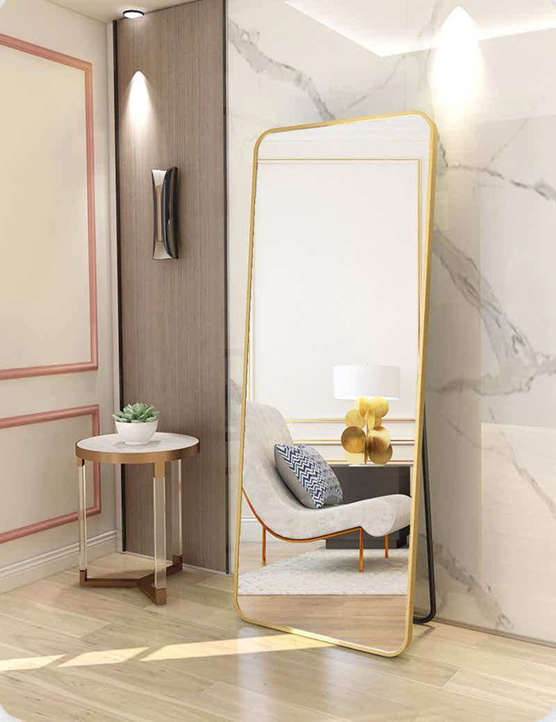 DS BS Aluminum Alloy Frame Full Size Body Mirror 165x60CM-Gold