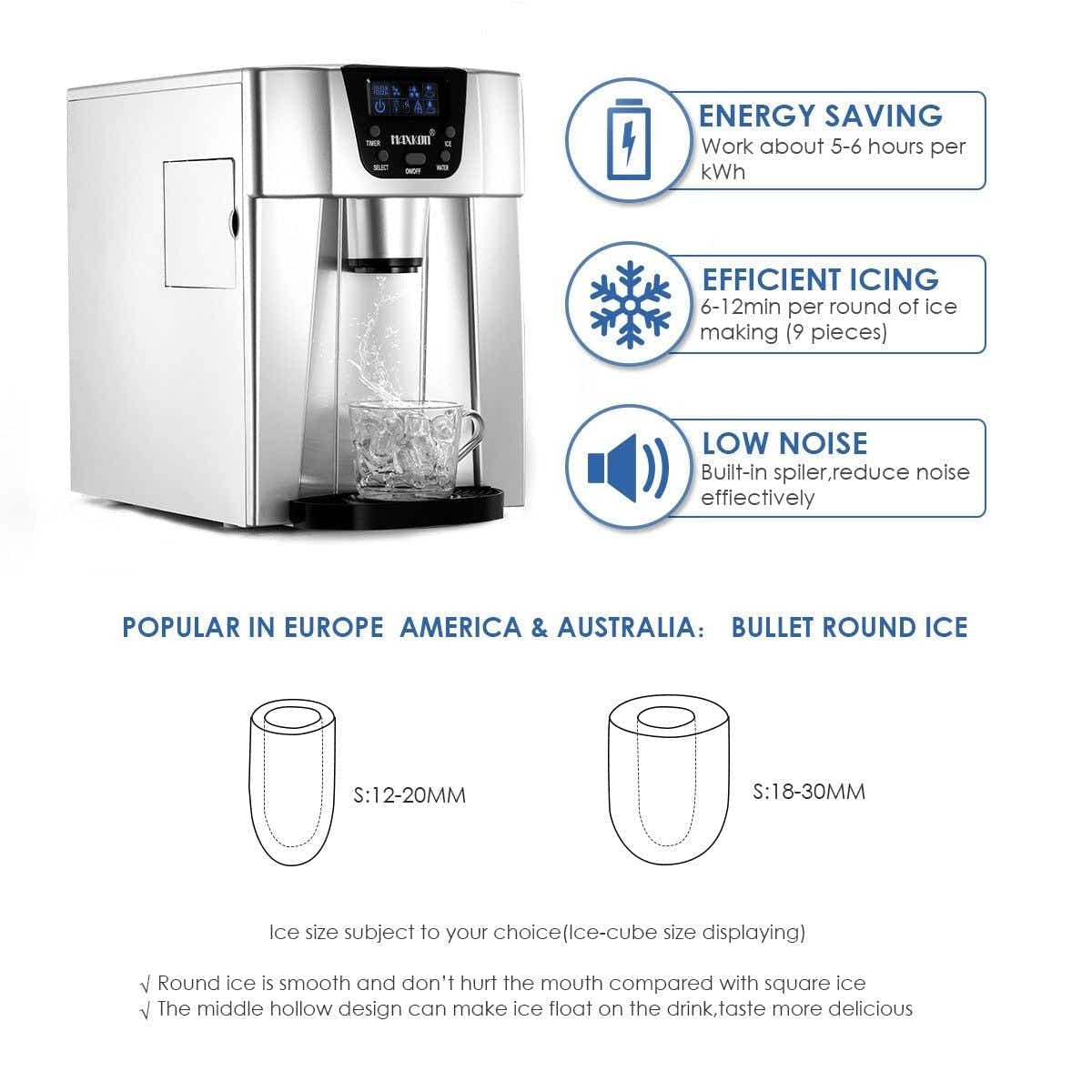 DS BD Maxkon 3L Portable Bullet Ice Maker Water Dispenser Commercial Fast