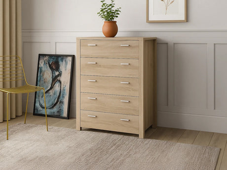Skog Wooden Tallboy 5-Drawer 111 cm