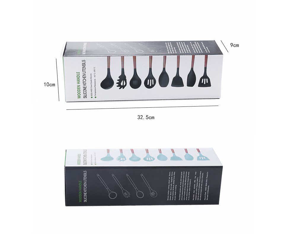 DS BS 9 Piece Wood and Silicone Kitchen Utensil Set