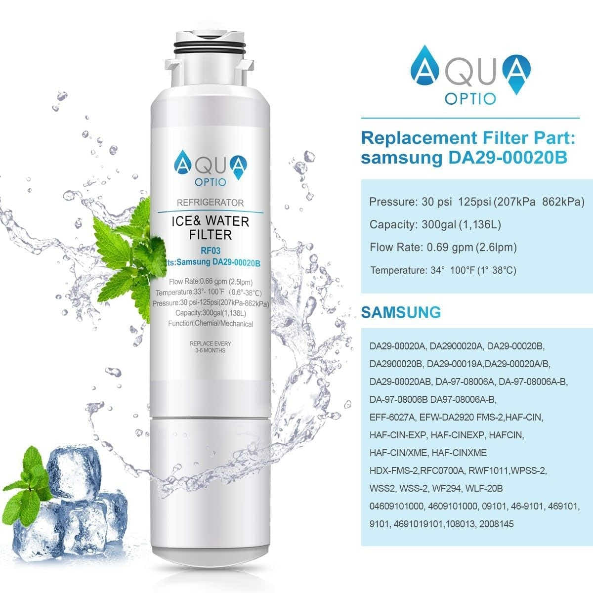 DS BD Aqua Optio Replacement Refrigerator DA29-00020B HAF-CIN/EXP 46-9101 4-Pack