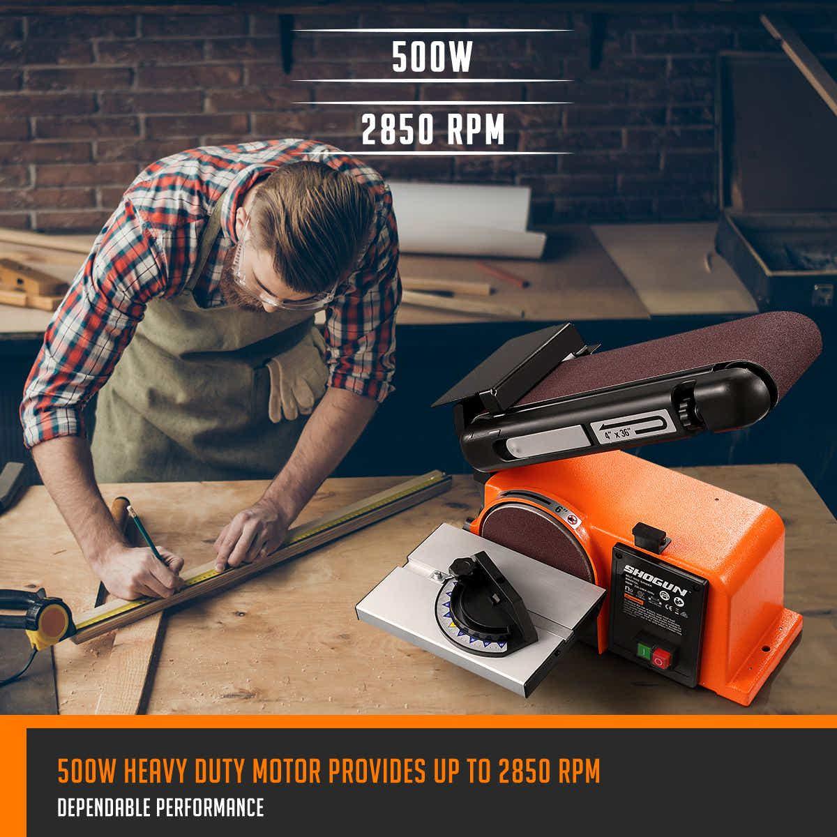DS BD SHOGUN 500W Belt Disc Sander Power Tool Linisher Machine Sanding 4x36" 6"
