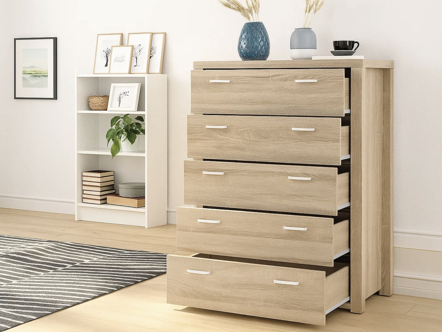 Skog Wooden Tallboy 5-Drawer 111 cm
