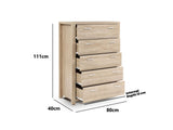 Skog Wooden Tallboy 5-Drawer 111 cm