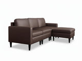 Moser PU Leather Sofa With Ottoman - Brown