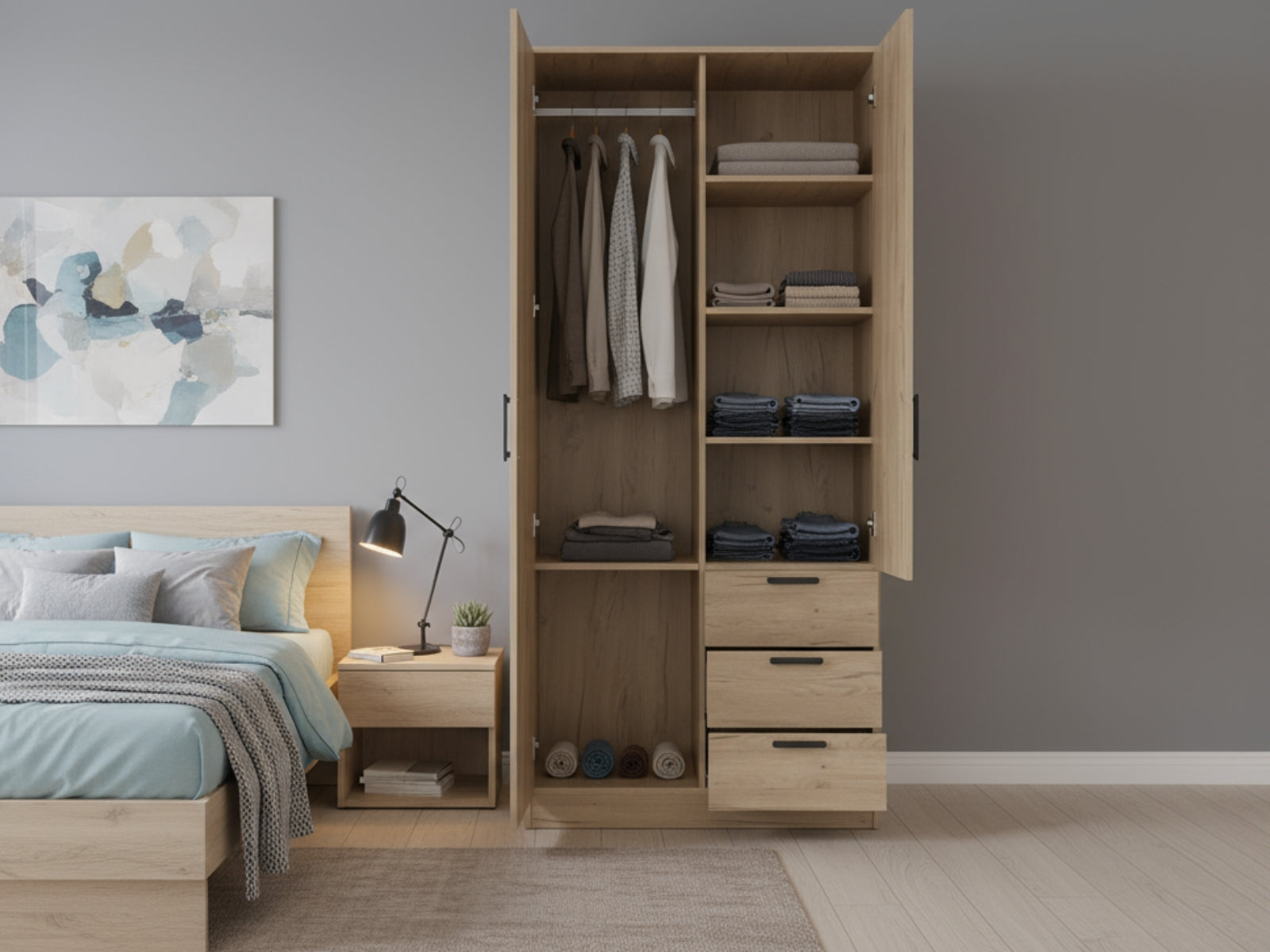 DS Kane 2 Doors Wardrobe With Drawers