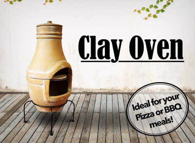 Clay Pizza Oven with Stand & Grill