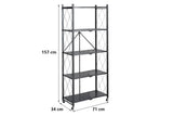 DS BS Foldable 5 Tier Kitchen Trolley Shelving Unit with Wheels
