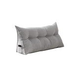 DS BS 120CM Cotton Linen Filled Triangular Wedge Bed Cushion-Gray
