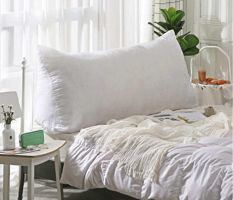 DS BS 120CM Cotton Linen Filled Triangular Wedge Bed Cushion-Gray