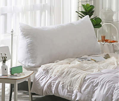 DS BS 120CM Cotton Linen Filled Triangular Wedge Bed Cushion-Gray