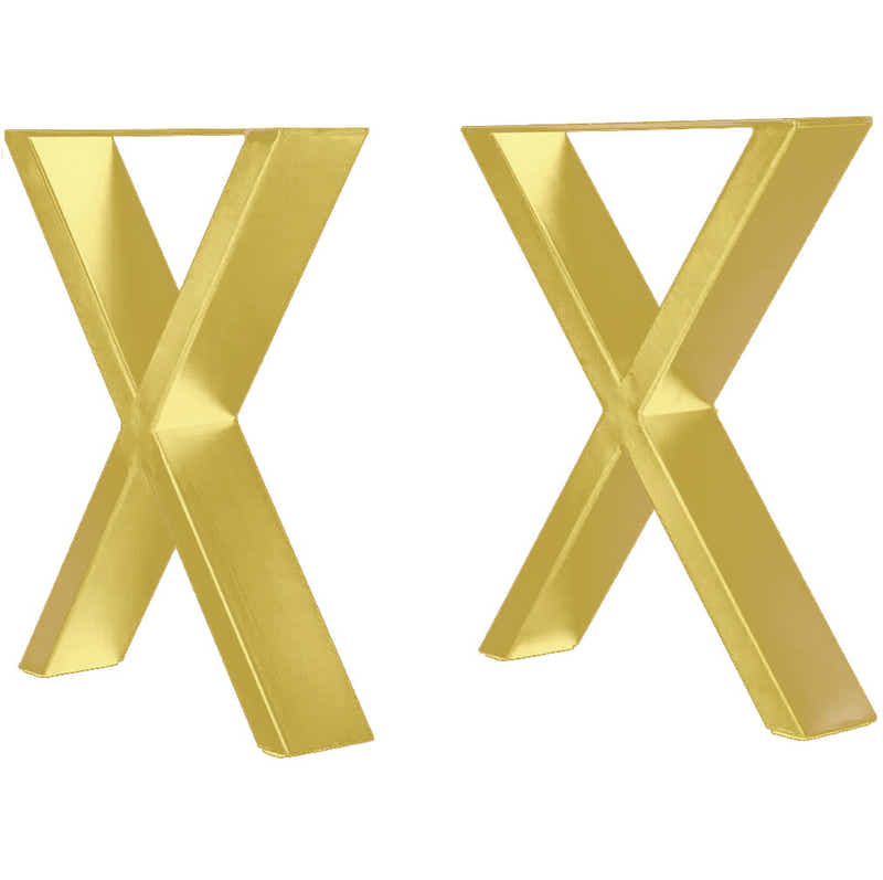 DS BS Set of 2 Steel X Shape DIY Table Bench Legs 72cm-Gold