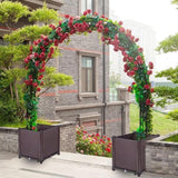 DS BS Metal Garden Arbor Wedding Arch Rack Stand with 2 Planting Box