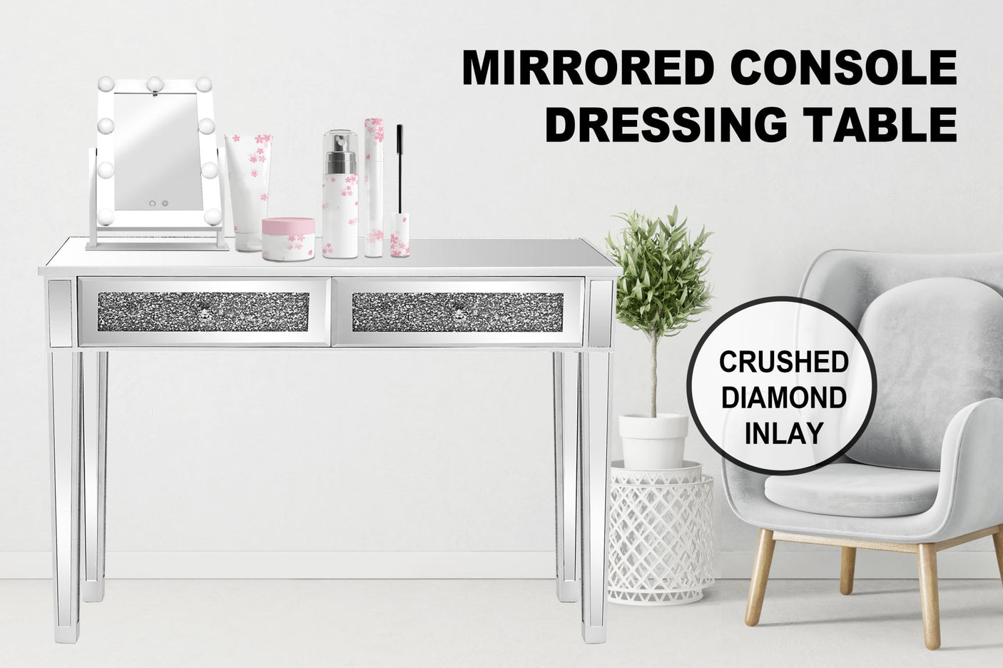 Mirrored Console Dressing Table 1m