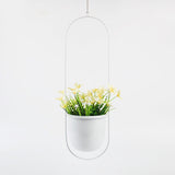 DS BS Minimalist Metal Plant Hanger Oval Shape-White