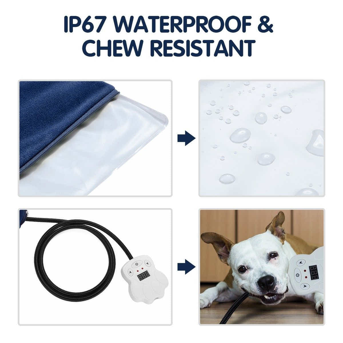 DS BD Pet Heated Mat Dog Pad Cat Electric Heater Waterproof Cover 65x40cm Blue