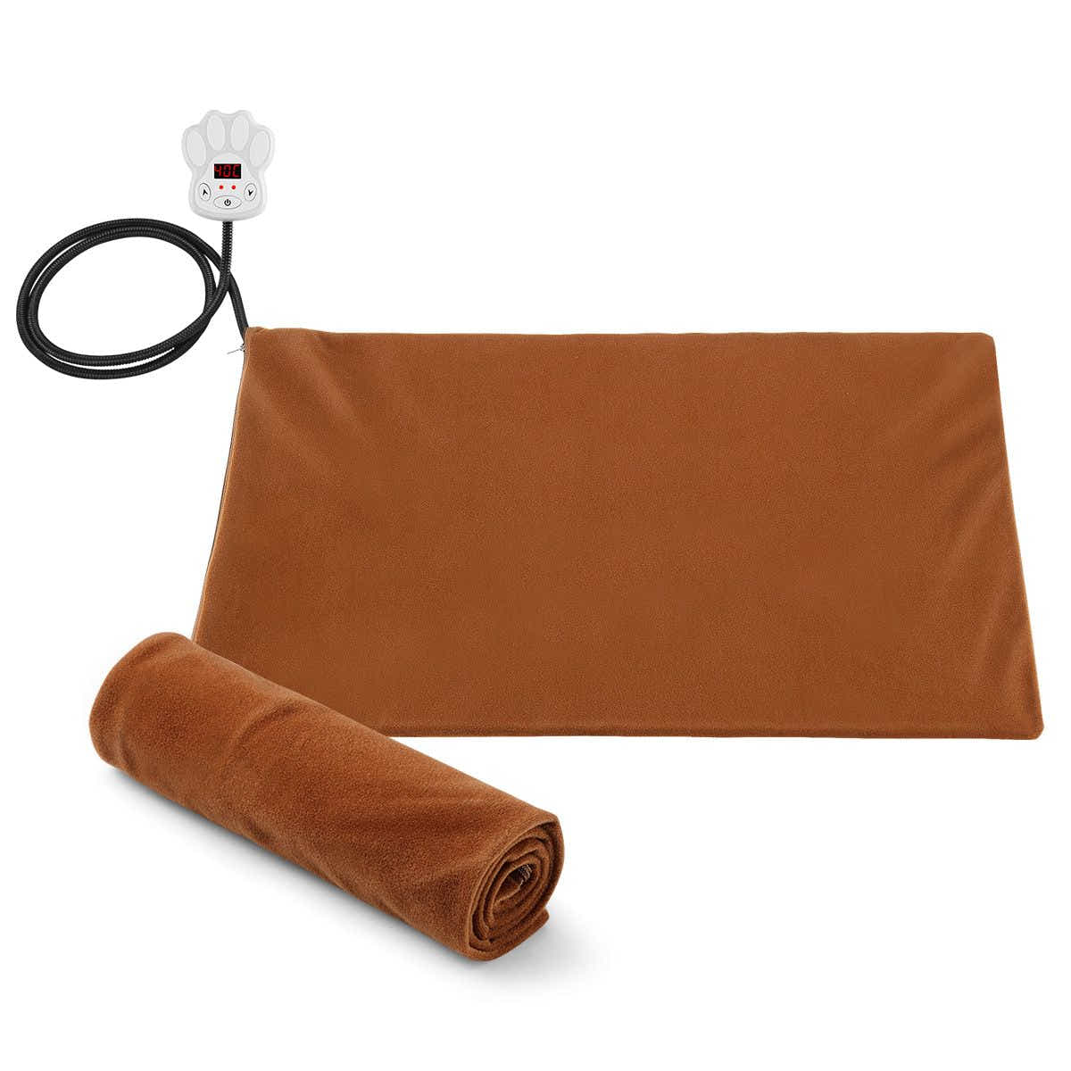 DS BD Heating Pad Dog Cat Electric Heated Mat Waterproof Cover 65x40cm Brown