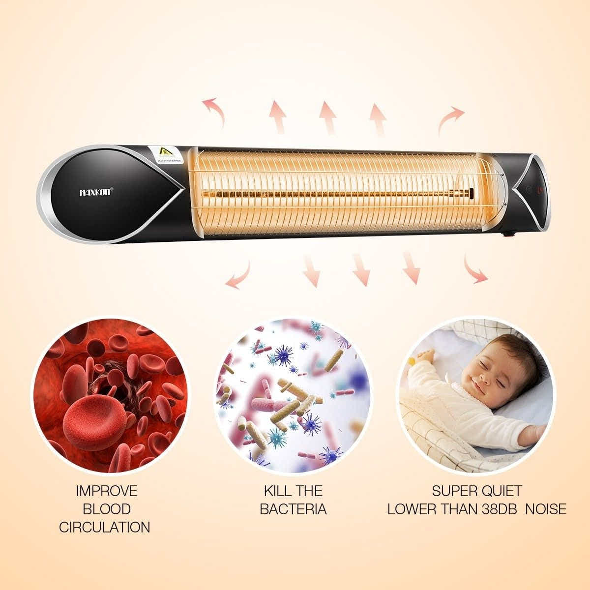 DS BD Maxkon 2000W Carbon Fibre Infrared Heater Instant Heat Electric Strip