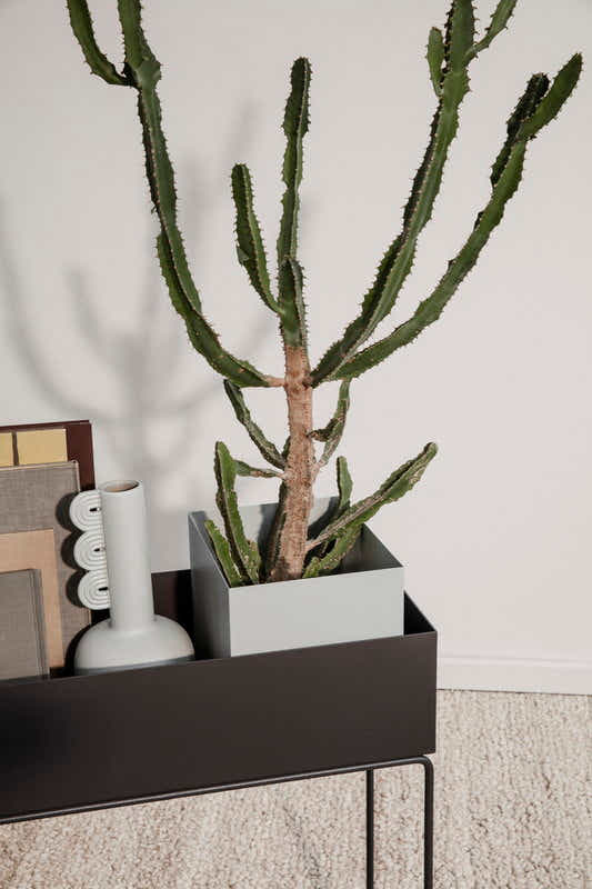 DS BS Indoor Metal Tall Rectangle Tray Plant Pot Stand-Black