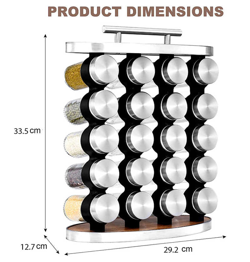 DS BS Standing 20-Jar Countertop Spice Rack with handle