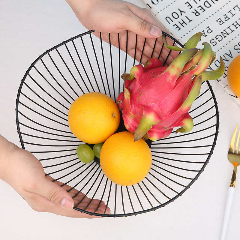 DS BS 2 Pack Lotus Leaf Shape Metal Wire Fruit Bowl Basket Black