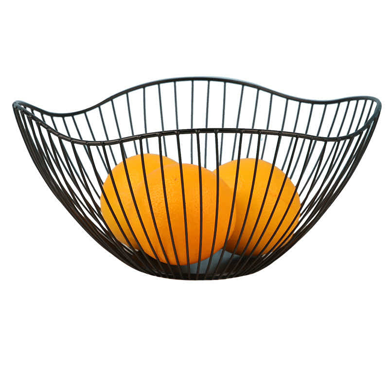 DS BS 2 Pack Lotus Leaf Shape Metal Wire Fruit Bowl Basket Black