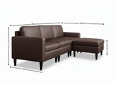 Moser PU Leather Sofa With Ottoman - Brown