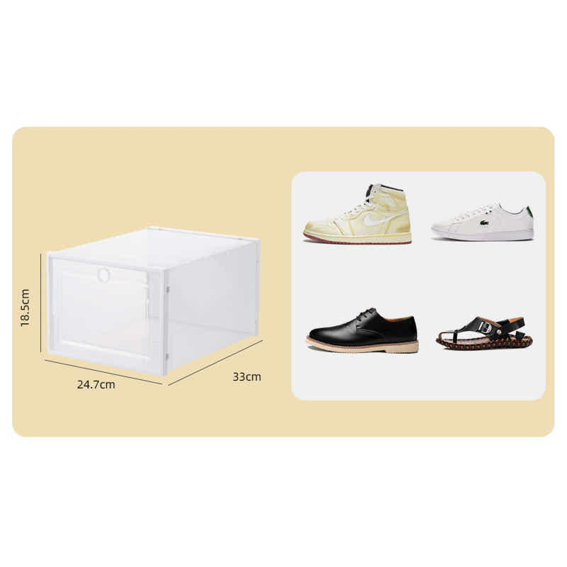 DS BS 3 Pack Plastic Stackable Shoe Storage Box with Lids-Black
