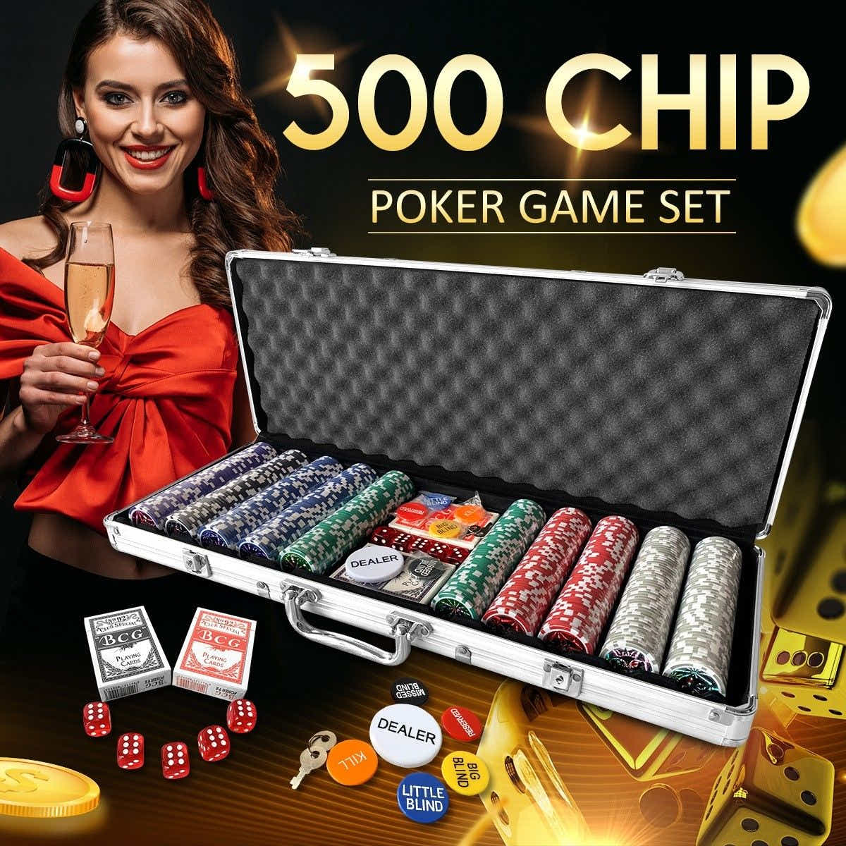DS BD 500 Holographic Butterfly Chips Poker Card Game Play Set Casino