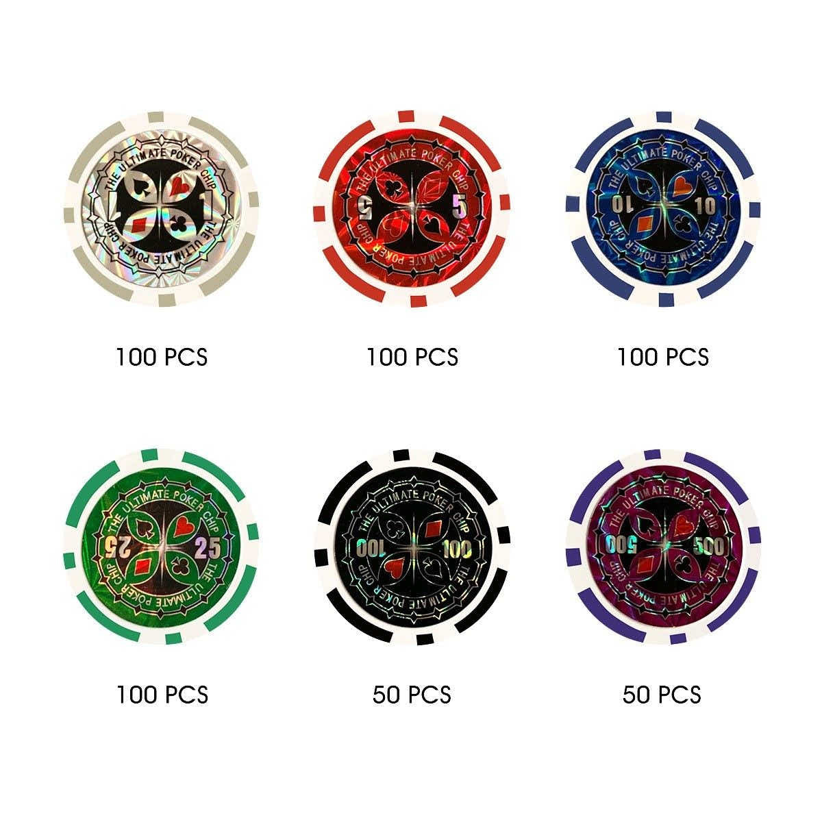 DS BD 500 Holographic Butterfly Chips Poker Card Game Play Set Casino