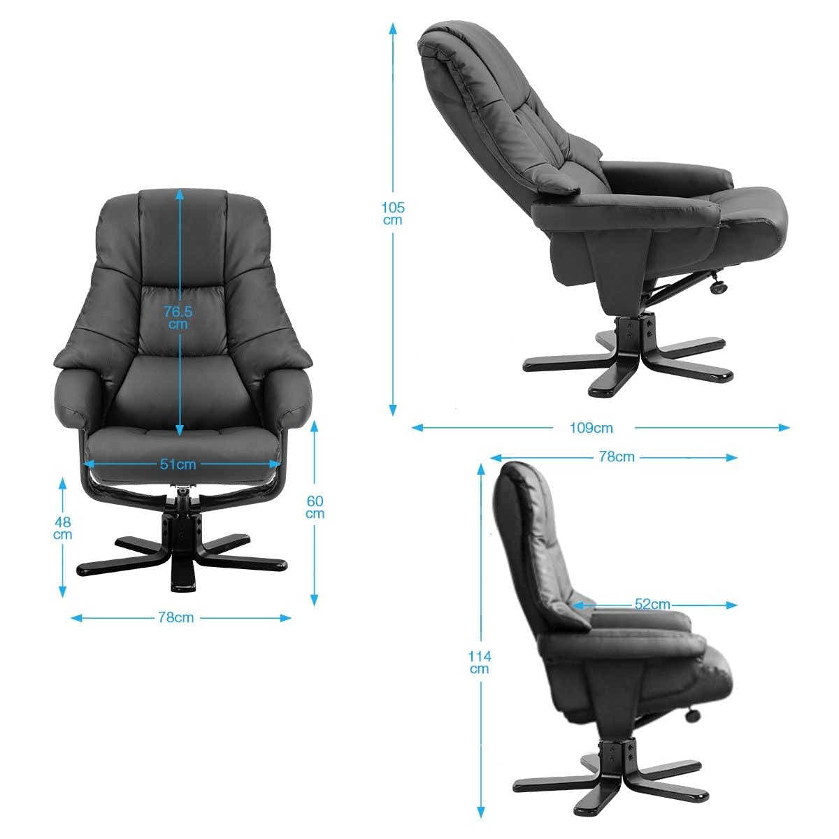 DS BD Luxdream Home Office Recliner Chair PU Leather Armchair Lounge Sofa Couch