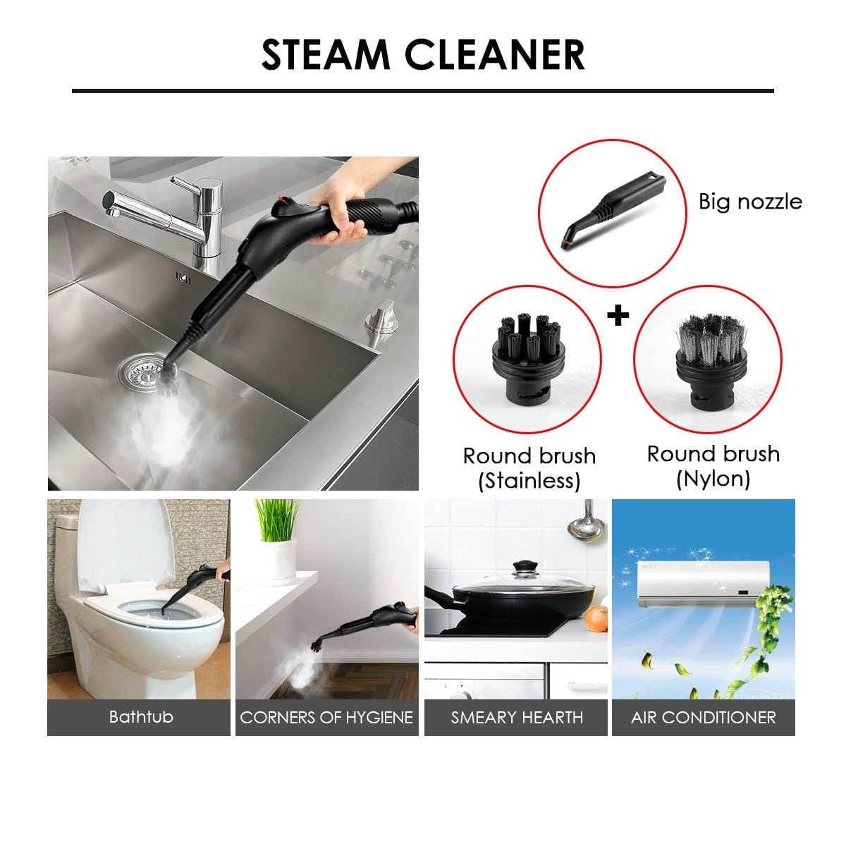 DS BD Maxkon 1.5L Steam Mop 13-in-1 High Pressure Floor Window Carpet Steamer